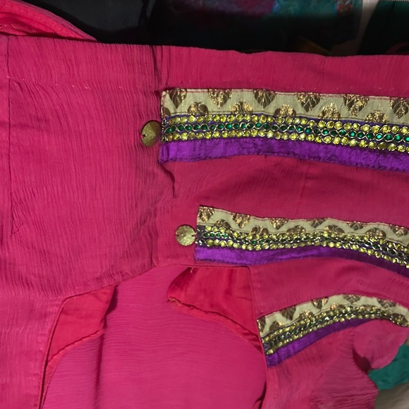 Hot pink color chiffon/Georgette Saree - Picture 1 of 5